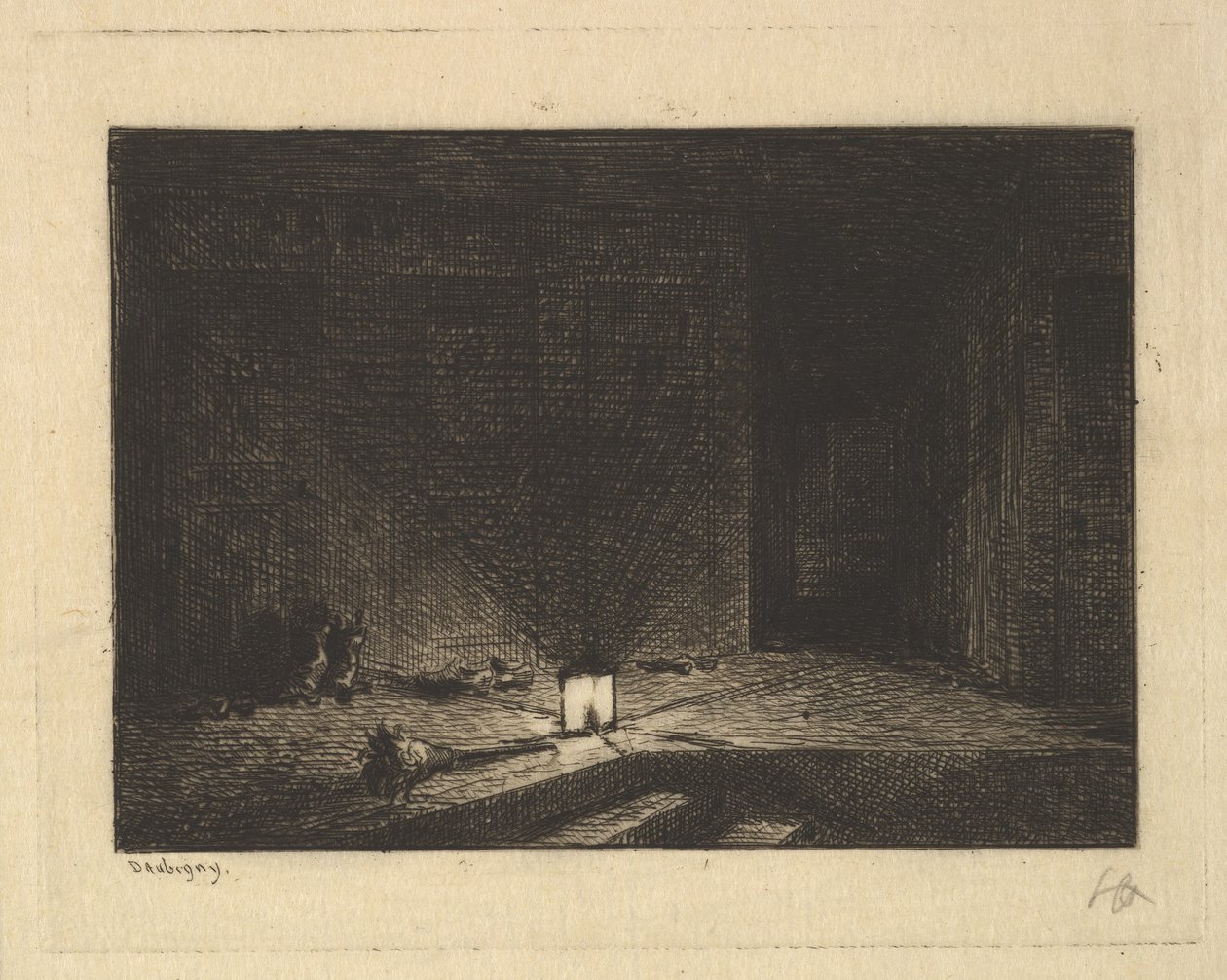 Interieur van een herberg, 1861-62 door Charles Francois Daubigny
