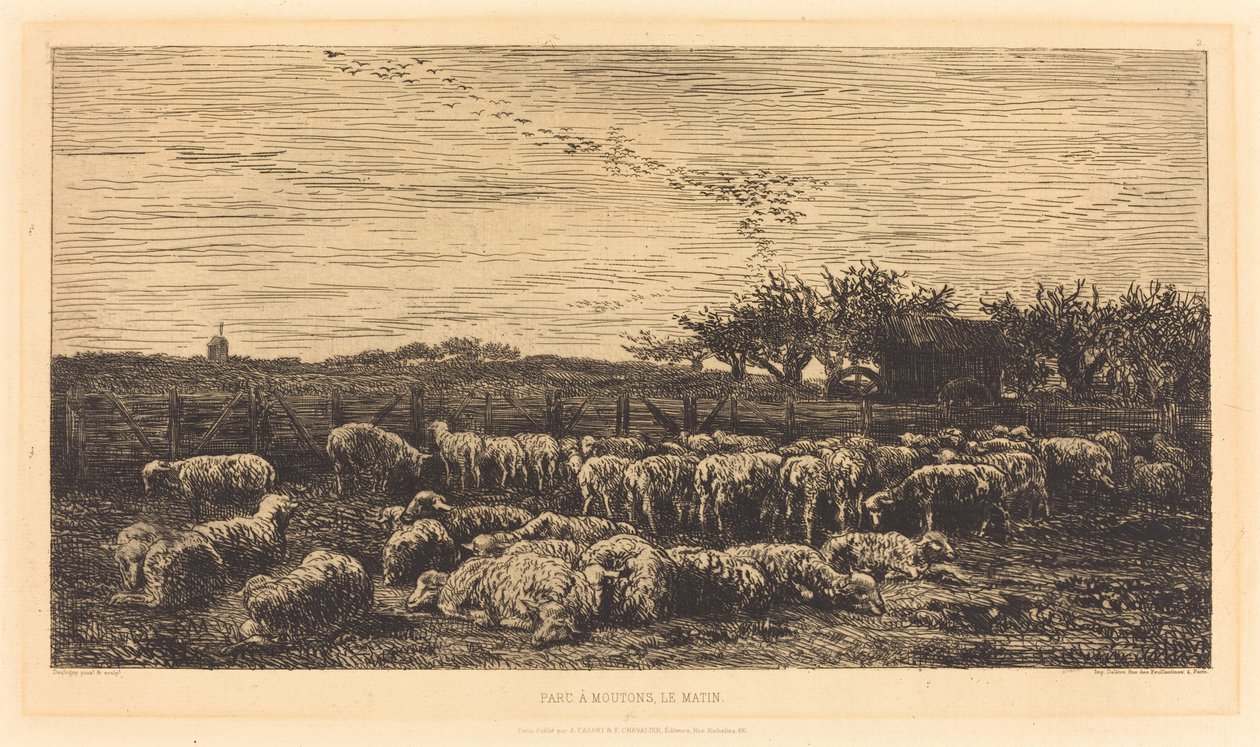 Grote schaapskooi door Charles Francois Daubigny