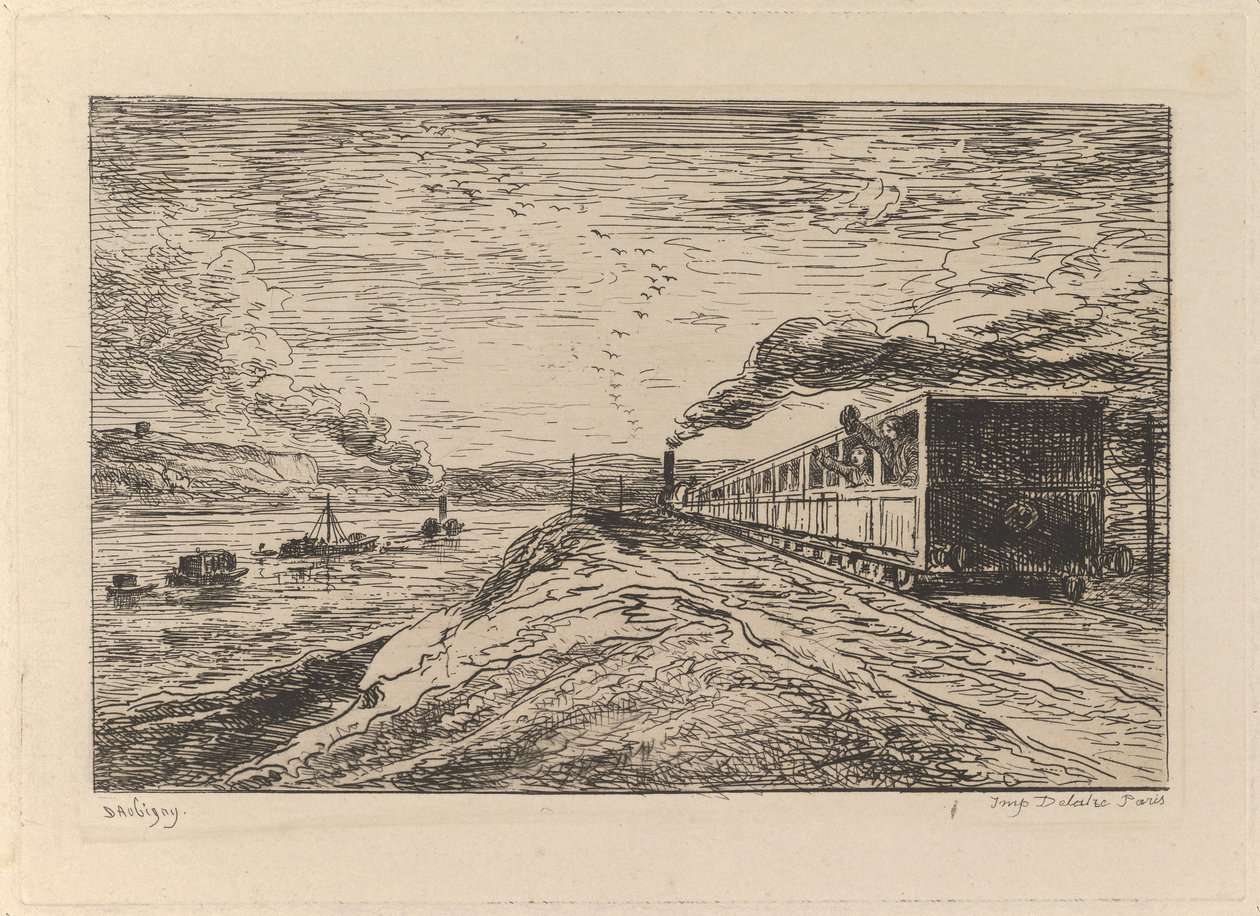 Le Départ Le Retour, uit Le Voyage en bateau, 1861 door Charles Francois Daubigny