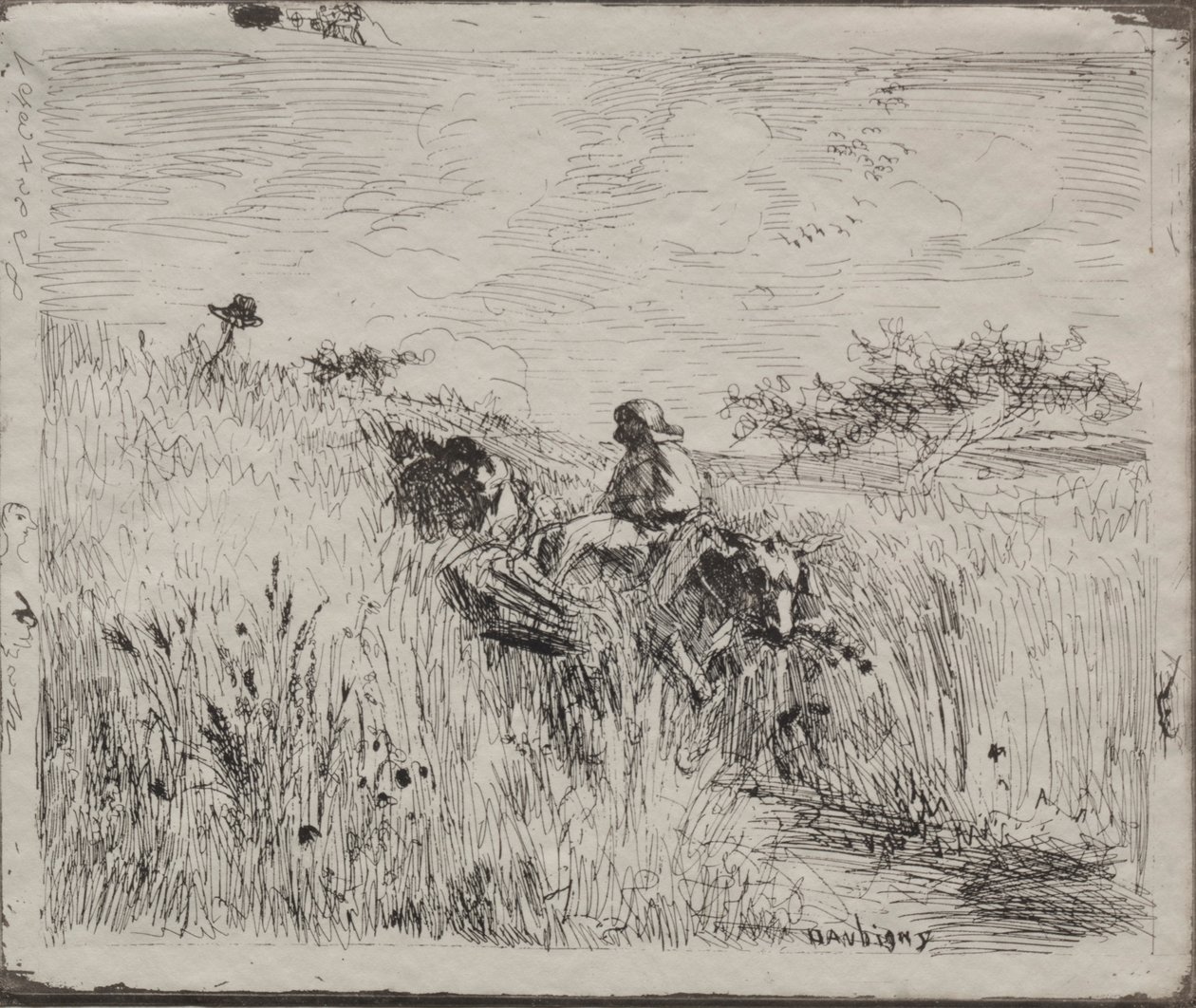 Pad door het graanveld, originele indruk 1862, gedrukt in 1921 door Charles Francois Daubigny
