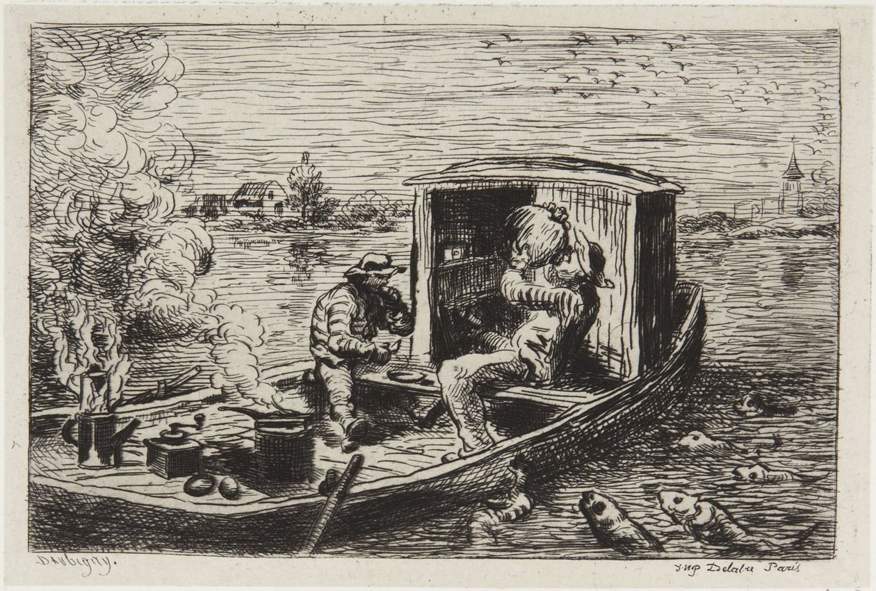 Een maaltijd doorslikken door Charles Francois Daubigny