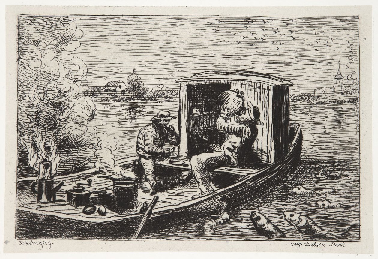 Een maaltijd doorslikken door Charles Francois Daubigny