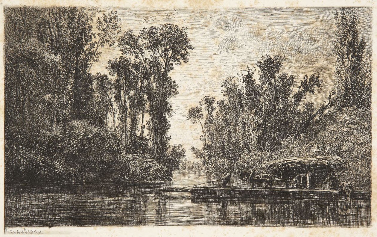 De veerboot van Bezons door Charles Francois Daubigny