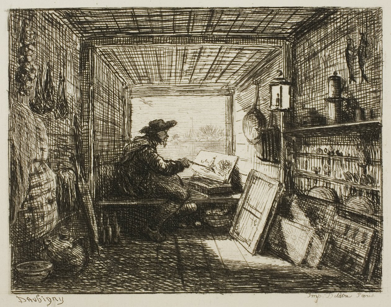 De bootstudio, uit De boottocht door Charles Francois Daubigny