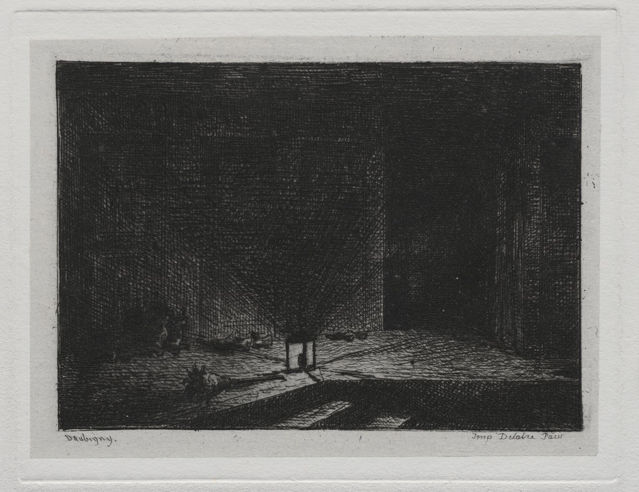 De Boottocht: Interieur van een Herberg (De Gang van een Herberg) door Charles Francois Daubigny