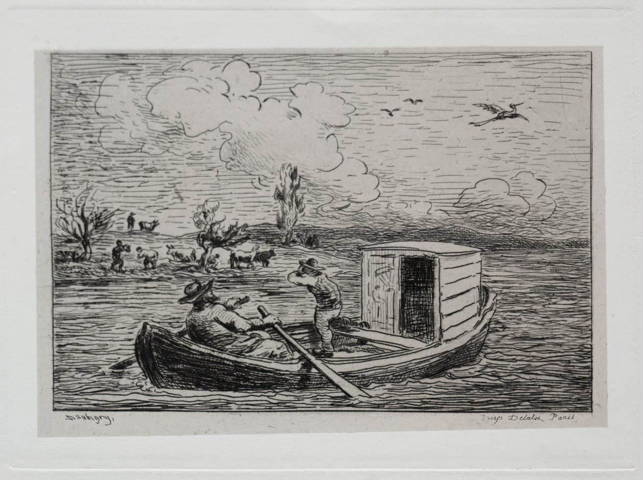 De boottocht: Le Mot de Cambronne De scheldpartij, 1861 door Charles Francois Daubigny