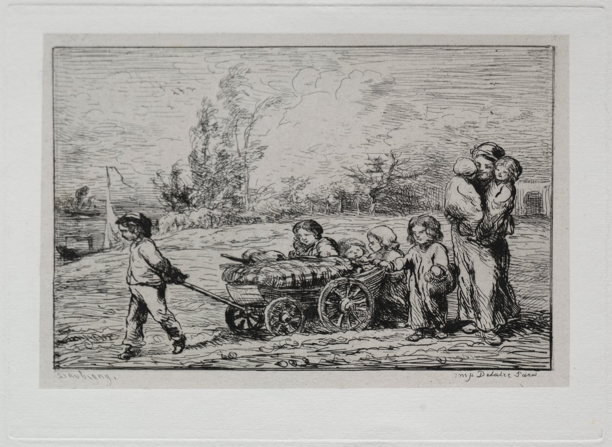 De Boottocht: Verhuizen naar "Le Botin" (De Scheepsinrichting) of Verhuizen naar de Boot door Charles Francois Daubigny
