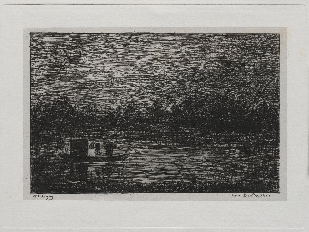 De Boottocht: Nachtvaart of Netvissen (tweede versie) door Charles Francois Daubigny