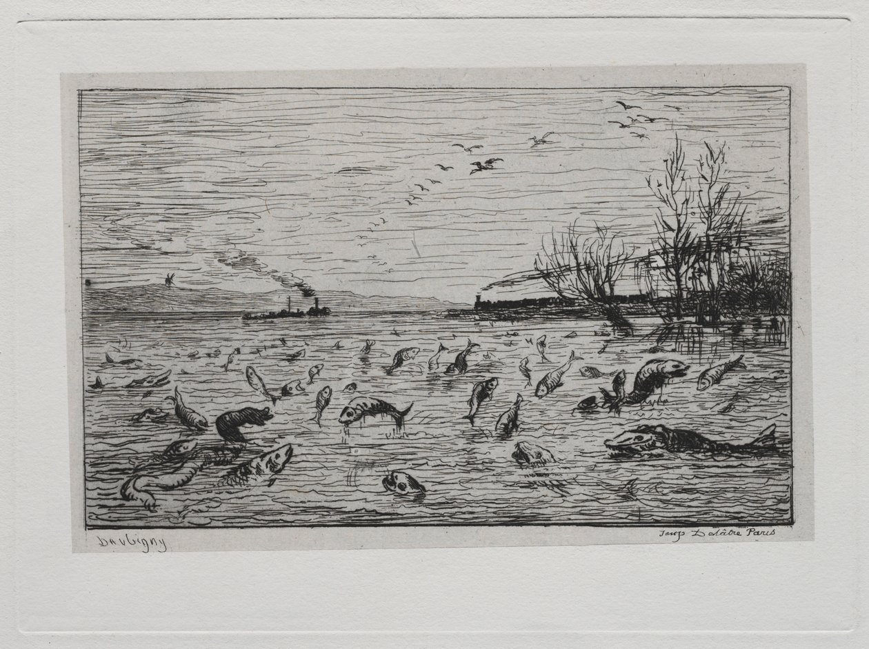De boottocht: Vreugde van de vissen bij het vertrek van de kajuitjongen De vis, 1861 door Charles Francois Daubigny