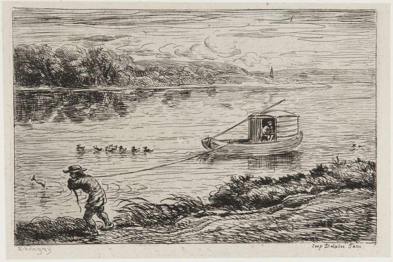 De scheepsjongen trekt de lijn door Charles Francois Daubigny