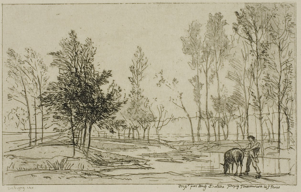 De Ezel bij de Drinkplaats door Charles Francois Daubigny