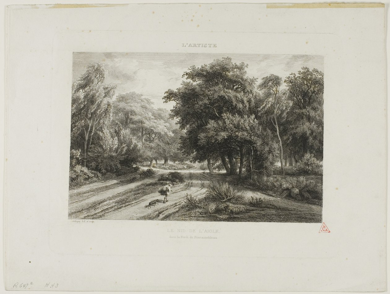 Het adelaarsnest in het bos van Fontainebleau door Charles Francois Daubigny