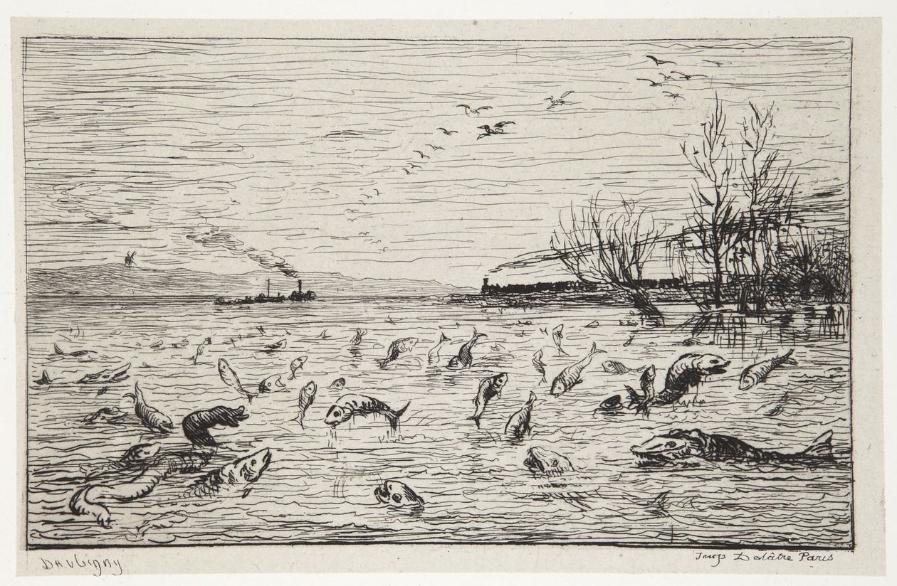 De vissen verheugen zich over het vertrek van de scheepsjongen door Charles Francois Daubigny