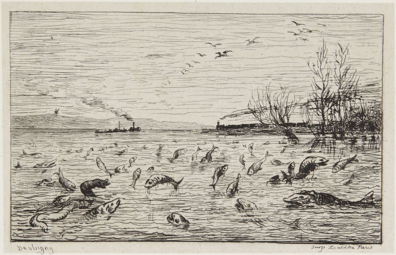 De vissen verheugen zich over het vertrek van de scheepsjongen door Charles Francois Daubigny