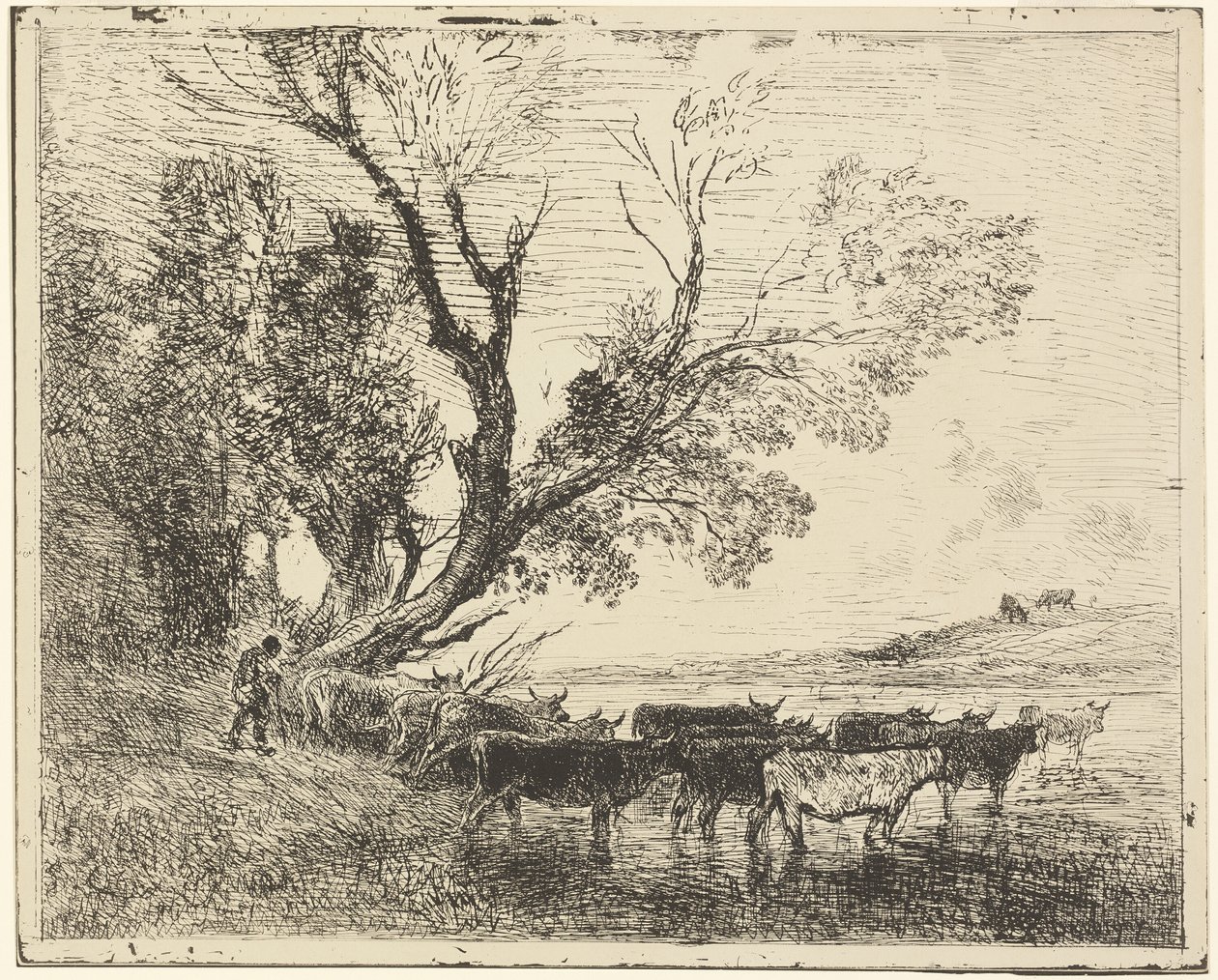 De doorwaadbare plaats door Charles Francois Daubigny