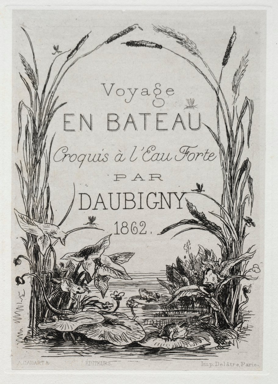 Titel Frontispice voor het Album: De Boottocht, 1861 door Charles Francois Daubigny