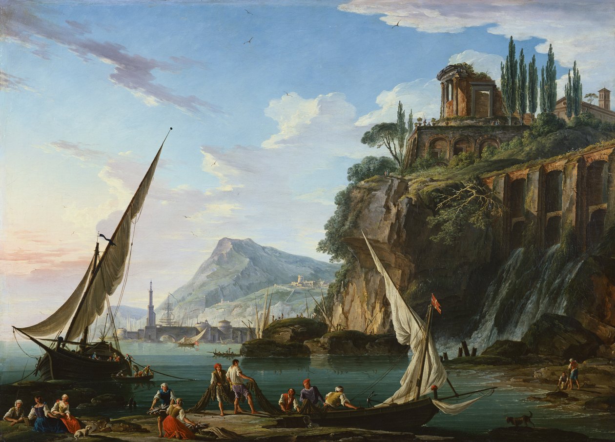 Kustscène met de Tempel van Sibyl, Tivoli door Charles Francois Lacroix de Marseille
