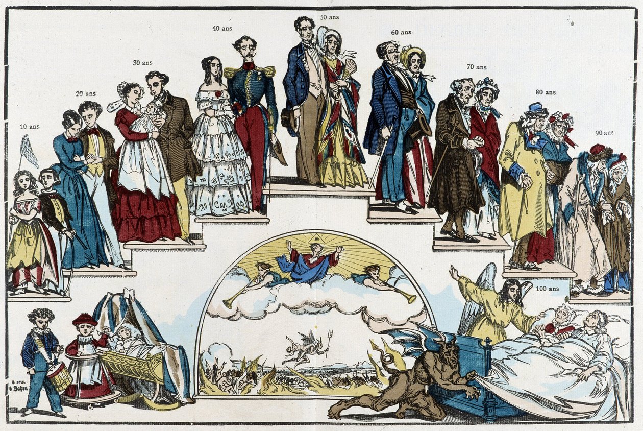 De leeftijden van het leven - tekening door Pinot, eind 19e eeuw door Charles Francois Pinot