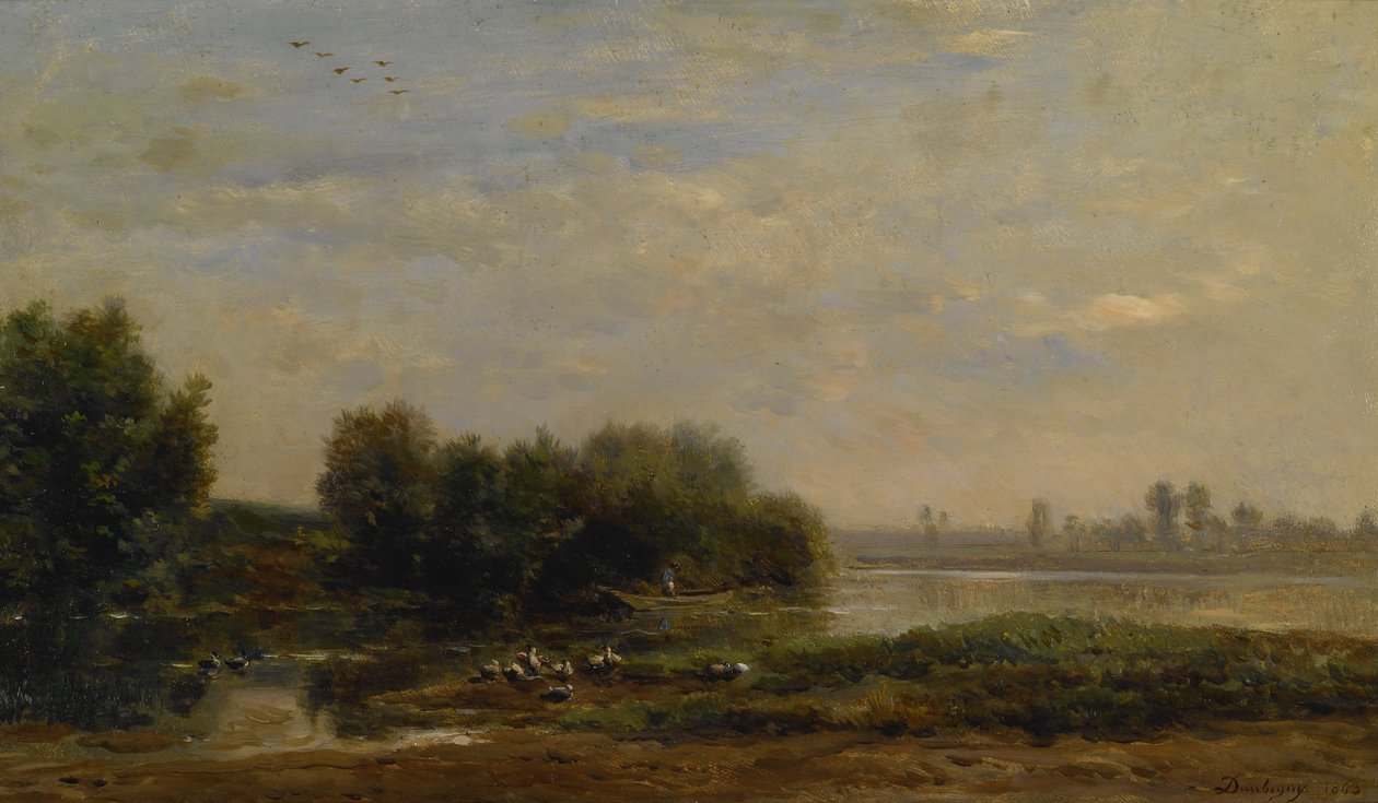 Op de Oise door Charles Francois Daubigny
