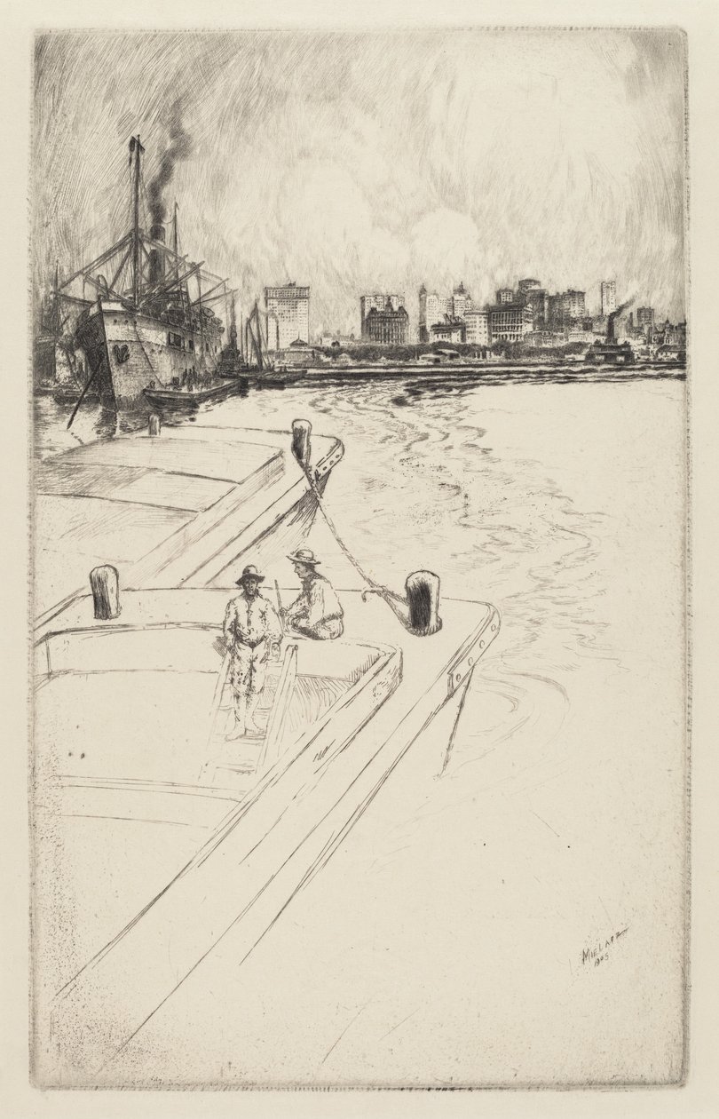 New York vanaf de Haven door Charles Frederick William Mielatz