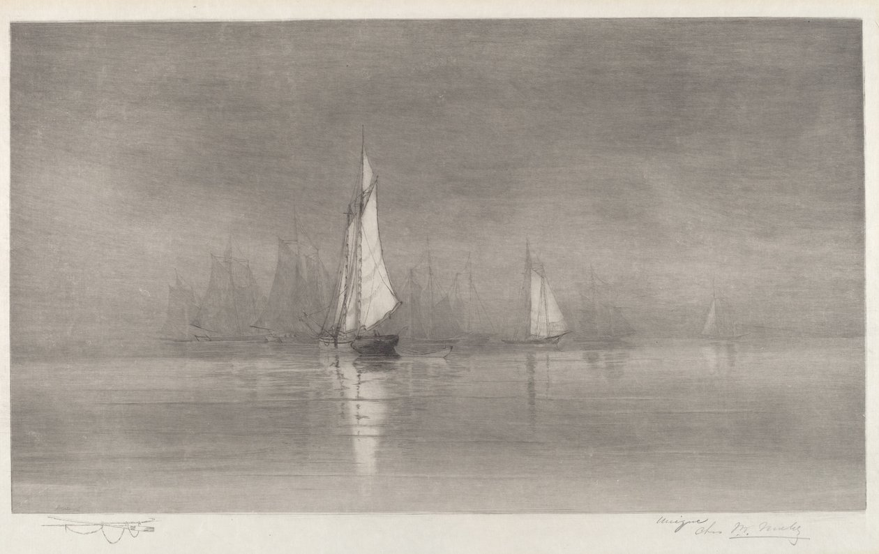 Zonder Titel (Havenscène met Zeilboten) door Charles Frederick William Mielatz