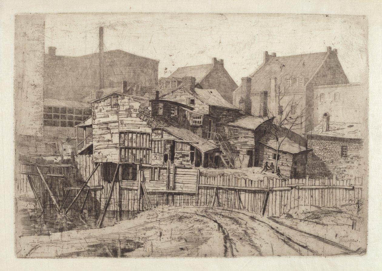Naamloos houten huis in de stad, 1880s door Charles Frederick William Mielatz