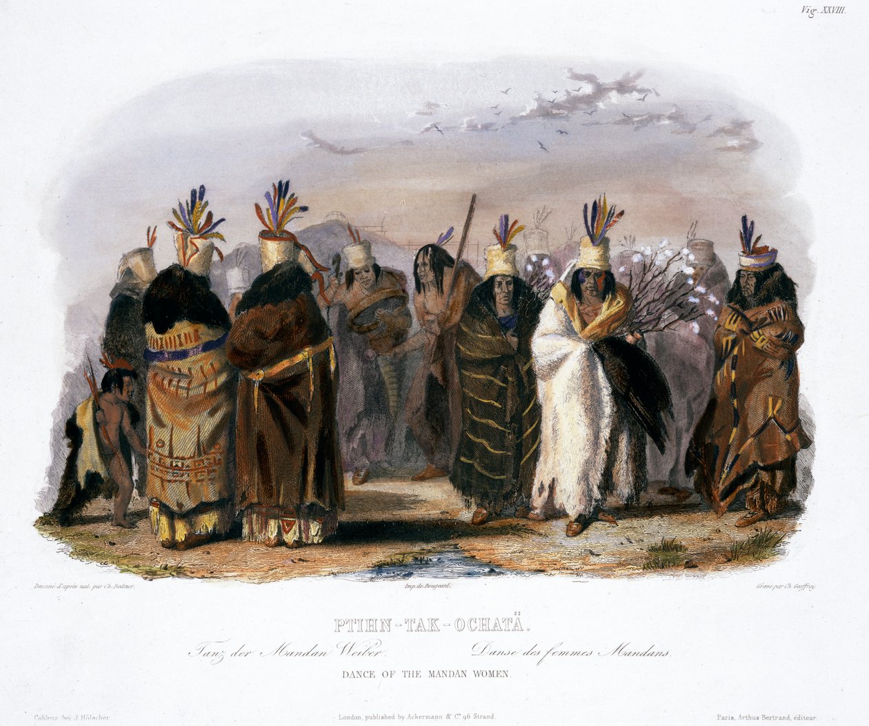 Ptihn-Tak-Ochata, Dans van de Mandan-vrouwen door Charles Geoffroy