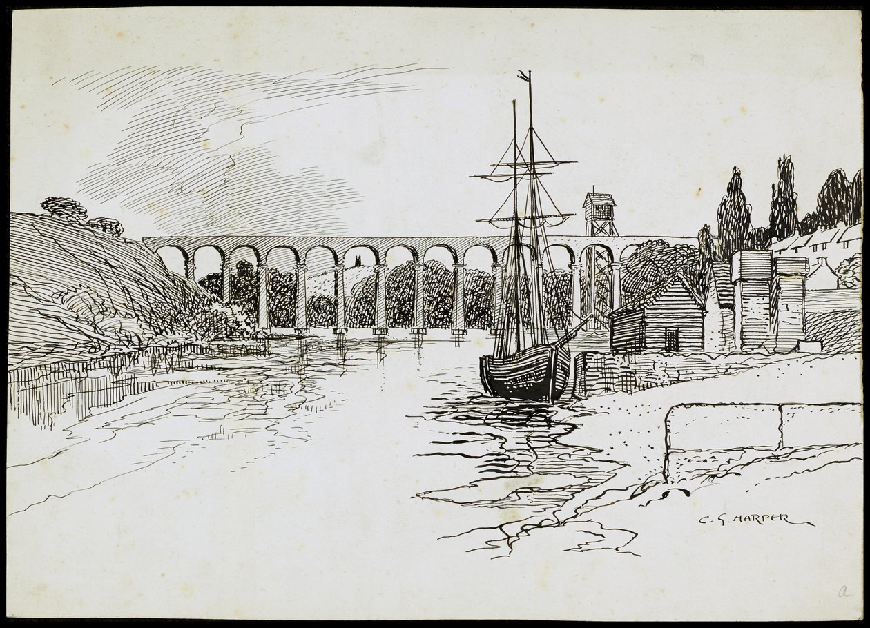Calstock Viaduct, Cornwall door Charles George Harper