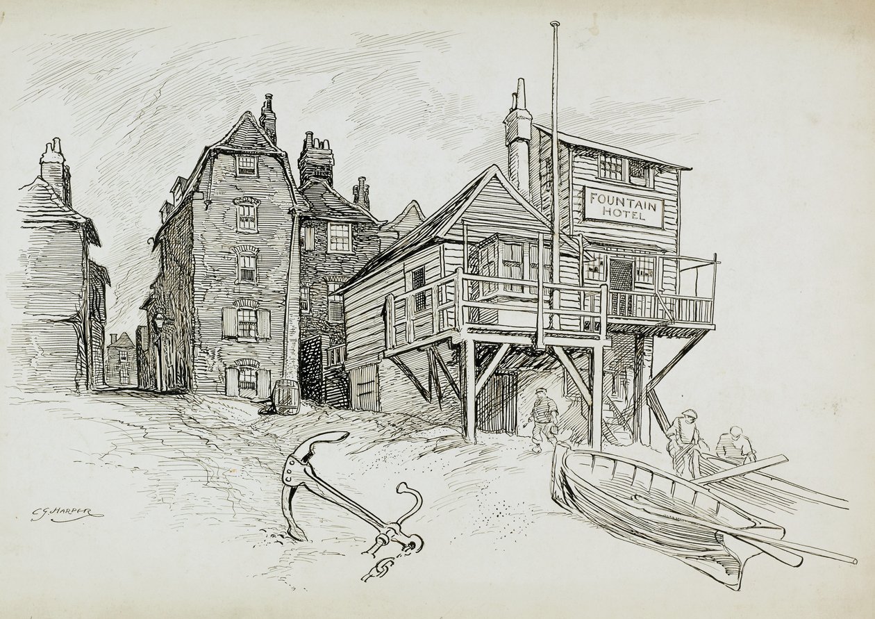 Het Fonteinhotel, Deal, Kent door Charles George Harper