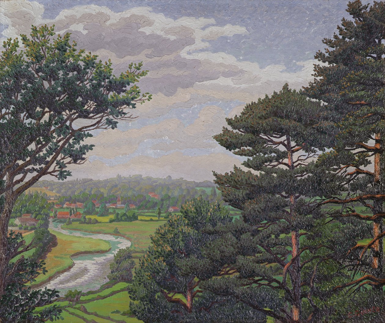 De rivier Avon, nabij Salisbury door Charles Ginner