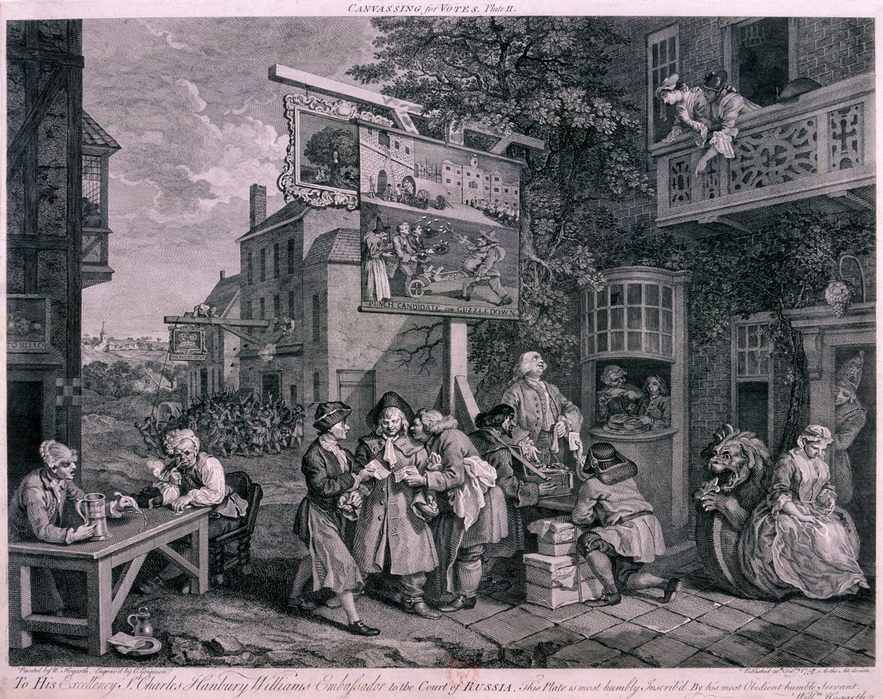 Stemmen werven, 1757 door Charles Grignion