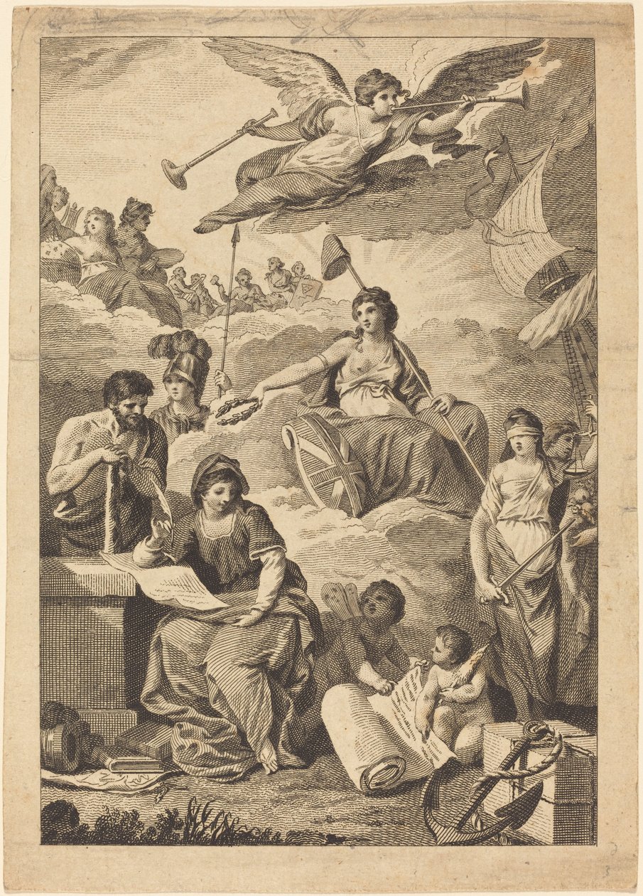 Britannia kroont de geschiedenis door Charles Grignion, after Conrad Martin Metz