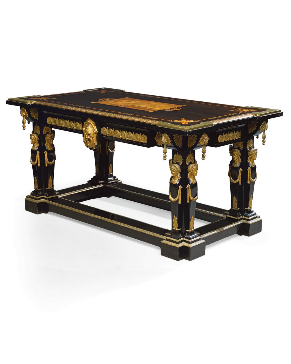 Napoleon III tafel, ontworpen door Jean Brandely, marqueterie door E. Varlot, Parijs, c.1850-75 door Charles Guillaume Diehl