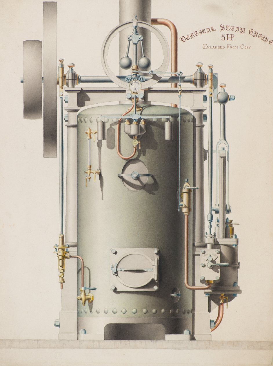 Verticale Stoommachine, 5PK door Charles Gustav Louis Phillips