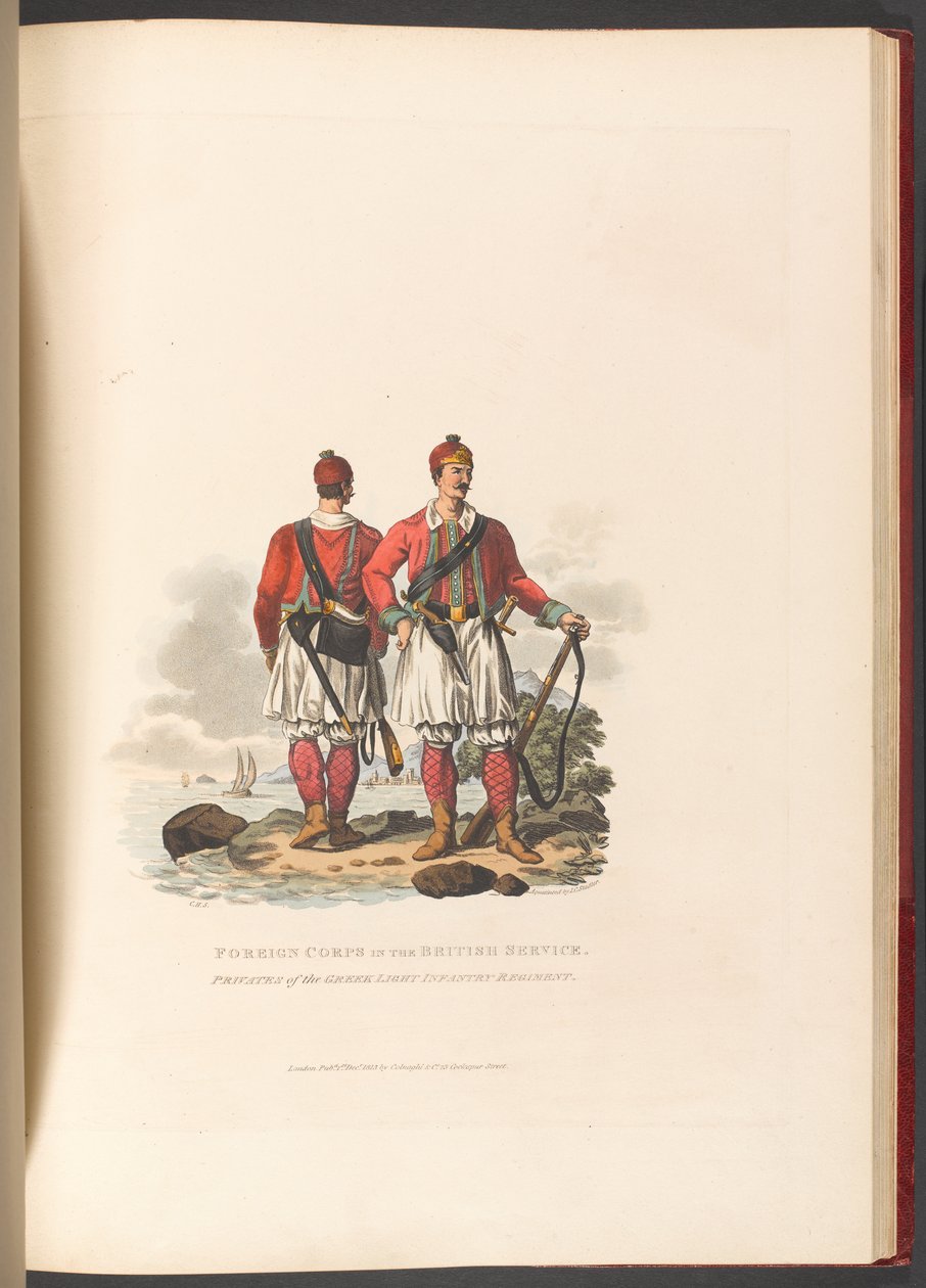 ‘Buitenlandse korpsen in Britse dienst. Soldaten van het Griekse Lichte Infanterie Regiment’ door Charles Hamilton (after) Smith