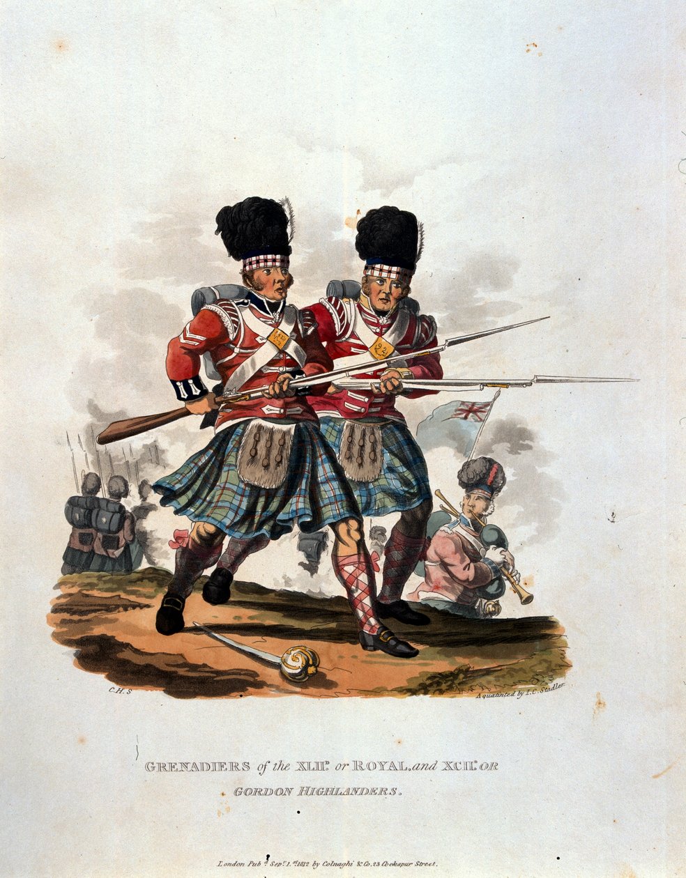 Grenadiers van de 42e (of Koninklijke) en 141e of, Gordon Highlanders, uit 