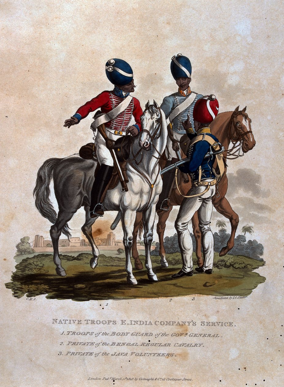 Inheemse Troepen, Dienst van de Oost-Indische Compagnie, Troepen van de Lijfwacht van de Gouverneur-Generaal, Soldaat van de Bengal Regular door Charles Hamilton Smith