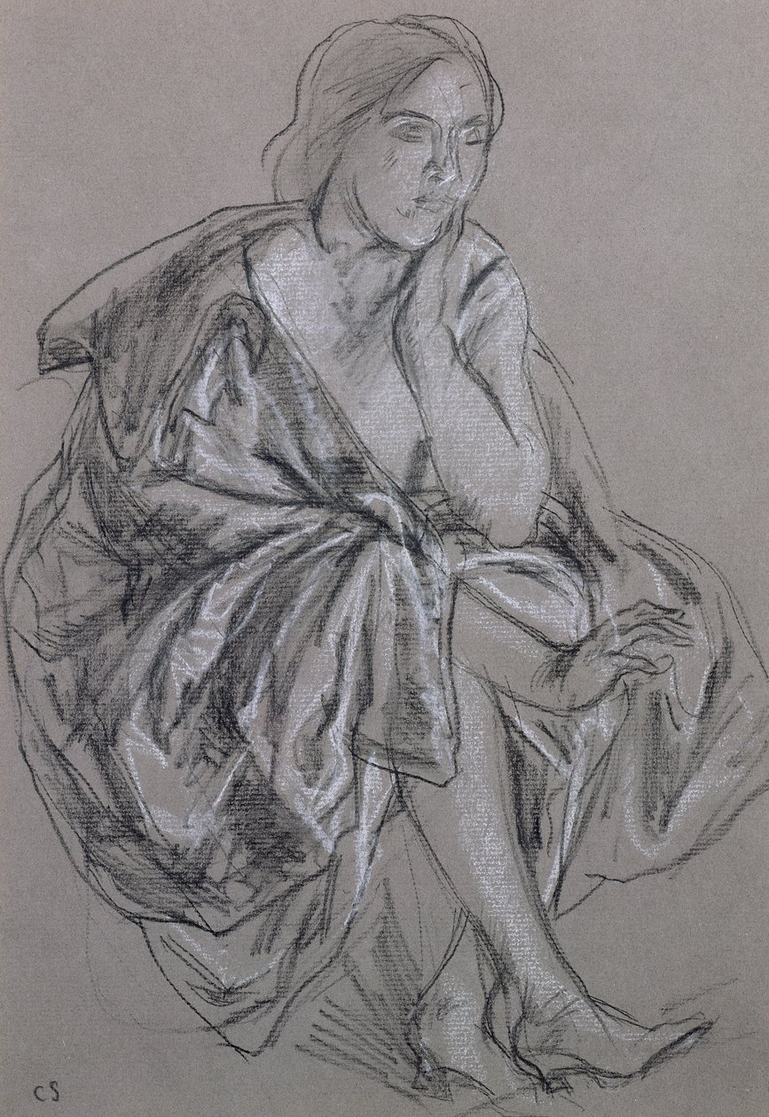 Studie van een zittende vrouw, Zittende Vrouw Gedrapeerd door Charles Haslewood Shannon