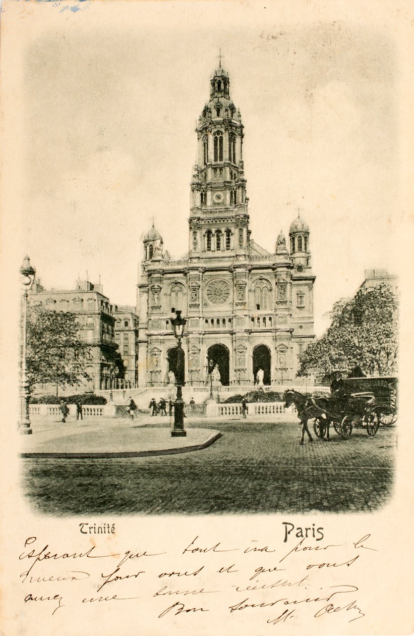 Ansichtkaart/Kerk van de Heilige Drie-eenheid/Parijs/Seine/Ile de France/Frankrijk door Augustus Kollner