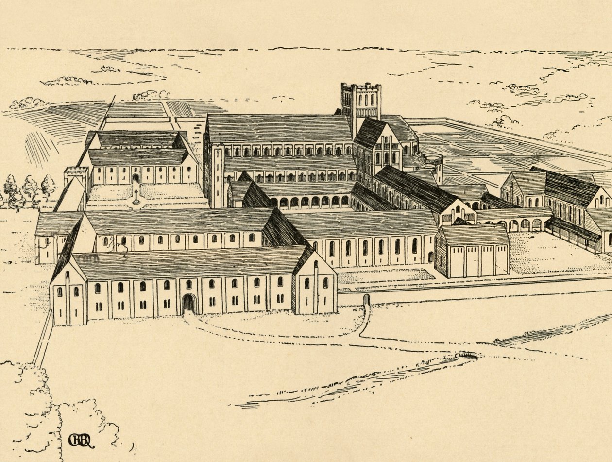Exterieur van het Benedictijnenklooster, 1931 door Charles Henry Bourne Quennell