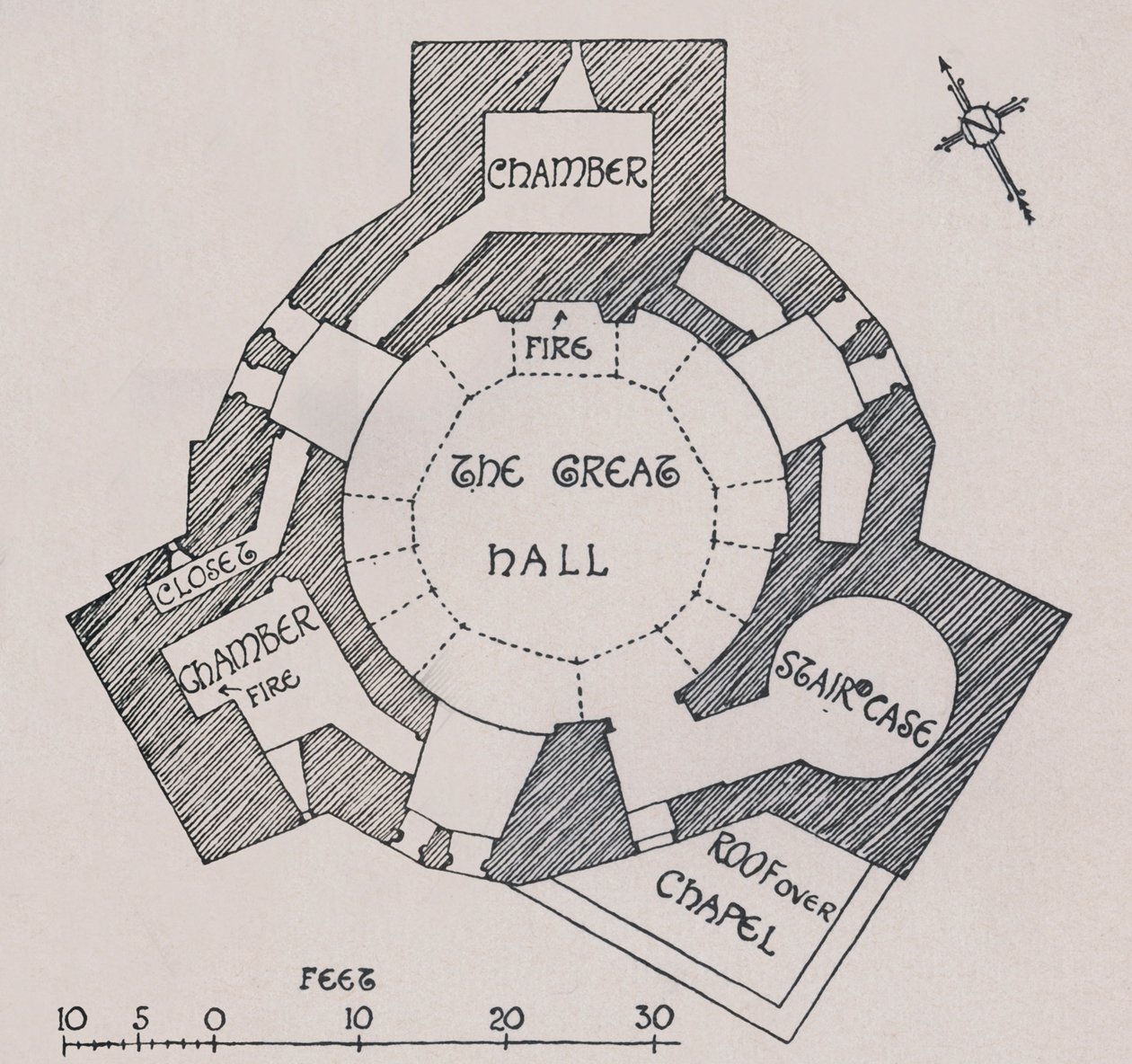 Orford Castle, Suffolk. Van Mr. Cautleys plan, 1931 door Charles Henry Bourne Quennell