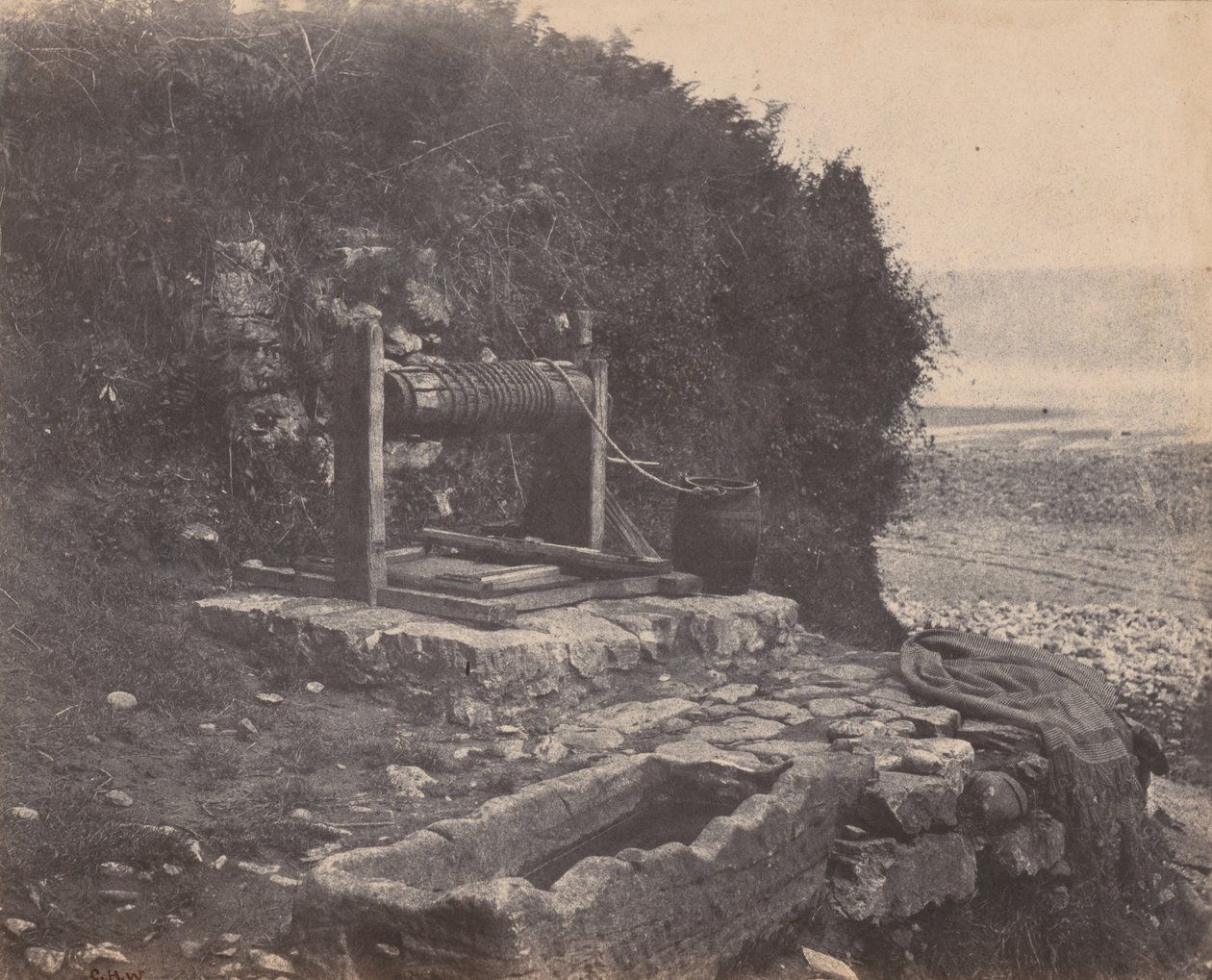 Een put aan zee, Langland Bay, Swansea, Wales,c. 1854 (foto) door Charles Henry Waring