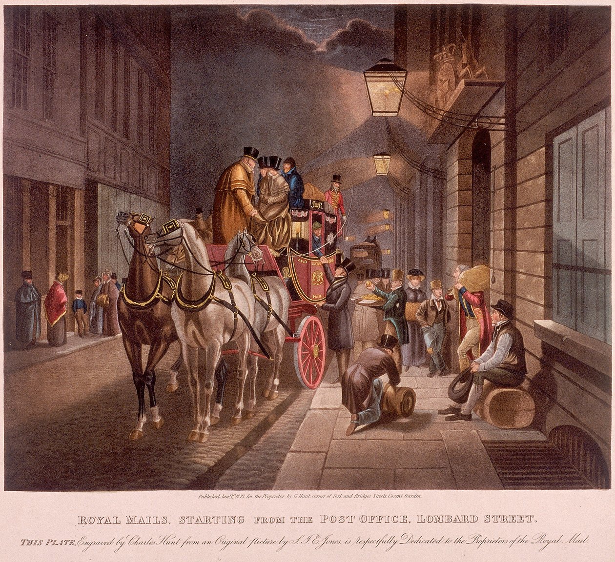 Algemeen Postkantoor, Lombard Street, Londen, 1827 door Charles Hunt