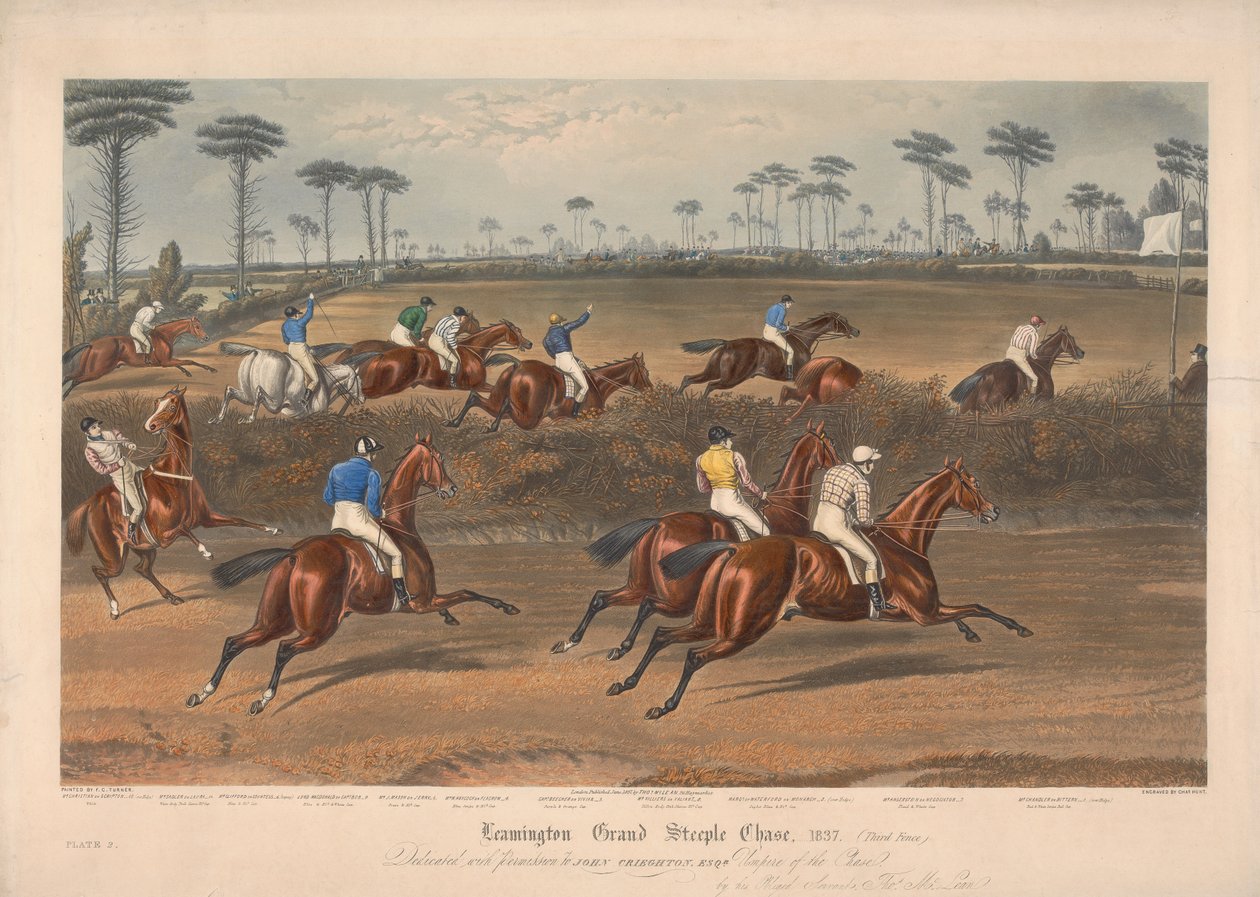 Een van een set van vier: Leamington Grand Steeple Chase ... 1837. Plaat 2. Mr. Christian op Scripton ... door Charles Hunt