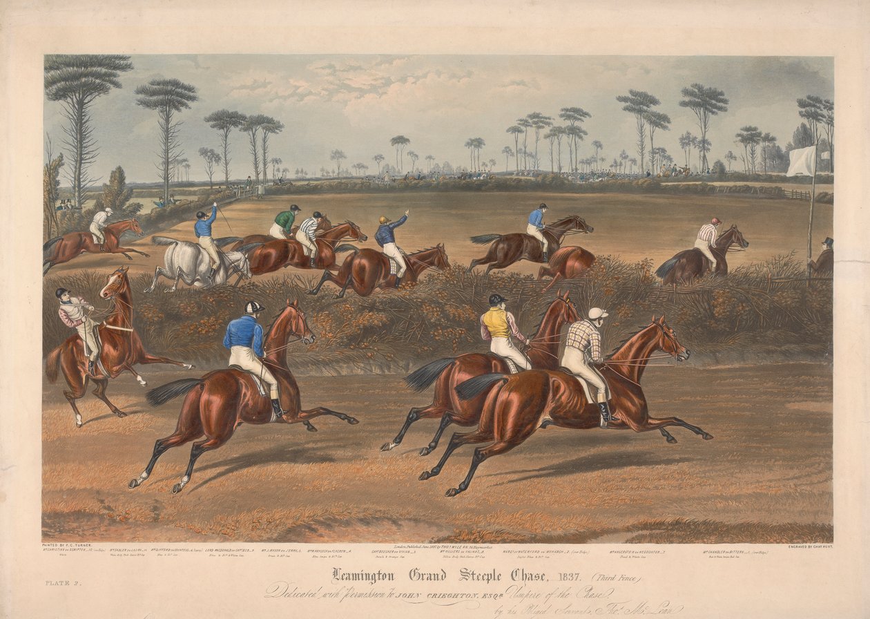 Een van een set van vier: Leamington Grand Steeple Chase ... 1837. Plaat 2. Mr. Christian op Scripton ... door Charles Hunt
