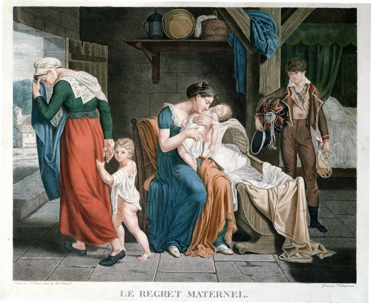 De dood van de baby in de zorg van een verpleegster, gegraveerd door Delegorgue door Charles Jacques Lebel