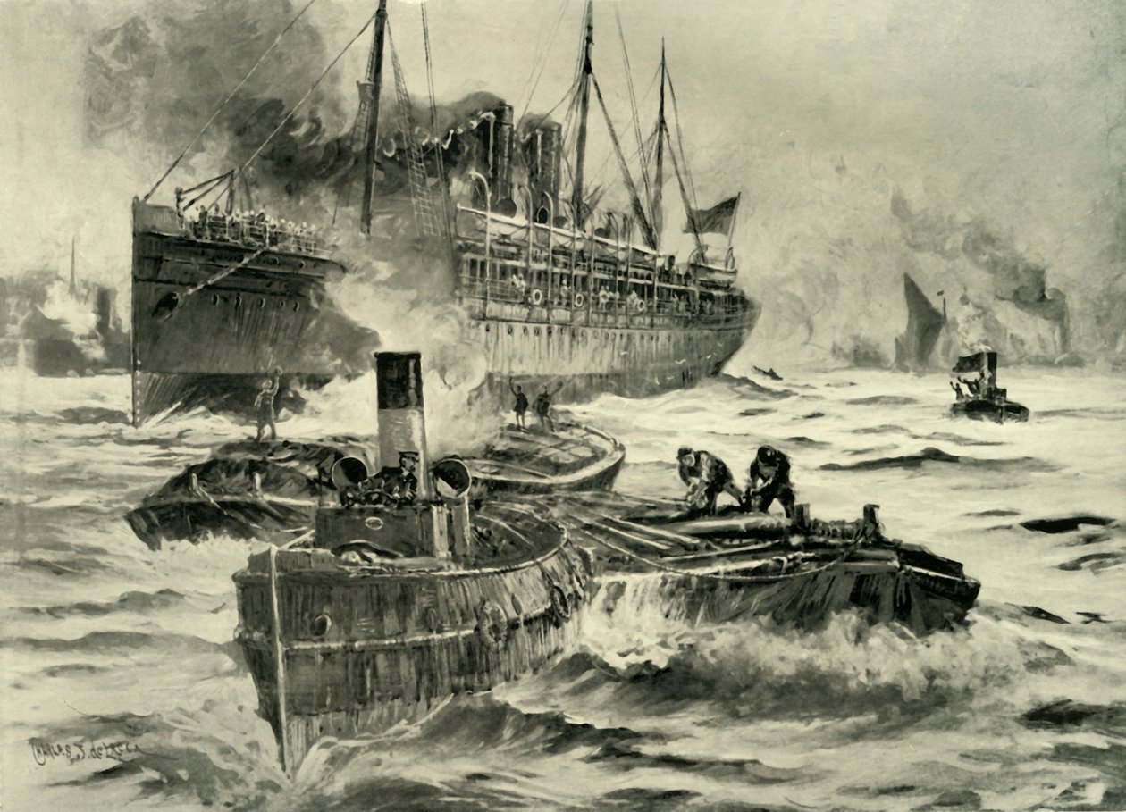 Het Uitbreken van de Oorlog - Transport Vertrekt uit Engeland naar de Kaap, 1900 door Charles John de Lacy
