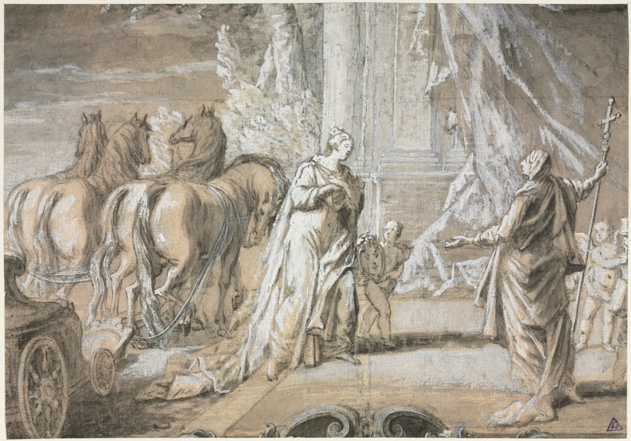 Madame de Maintenon keert terug naar de katholieke kerk door Charles Joseph Dominique Eisen