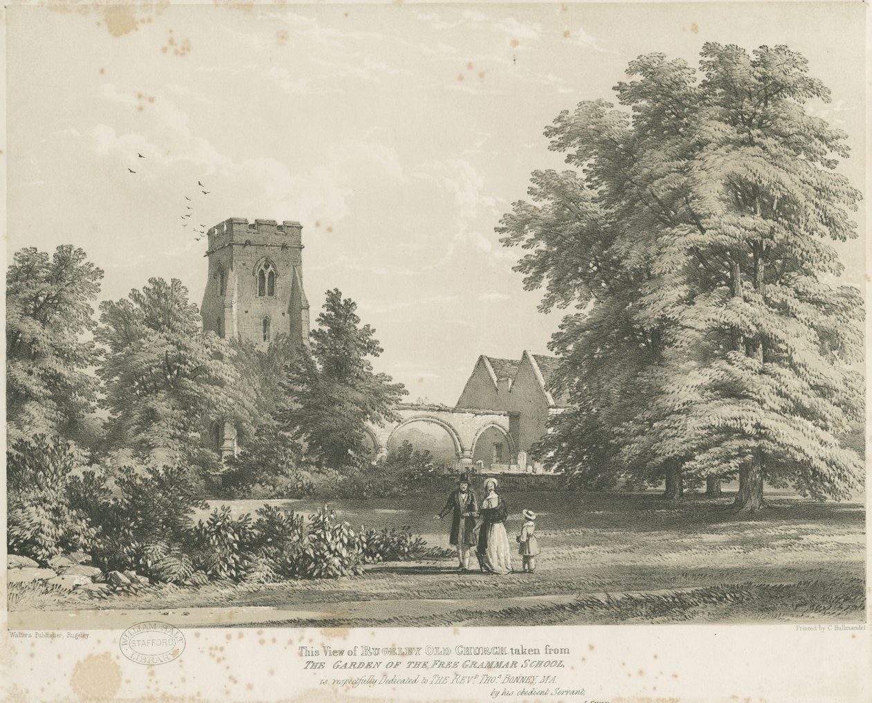 Rugeley Kerk door Charles Joseph Hullmandel