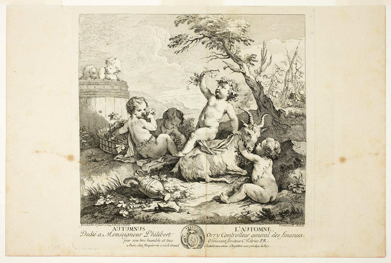 Herfst, plaat drie uit Le Quatre Saisons door Charles Joseph Natoire